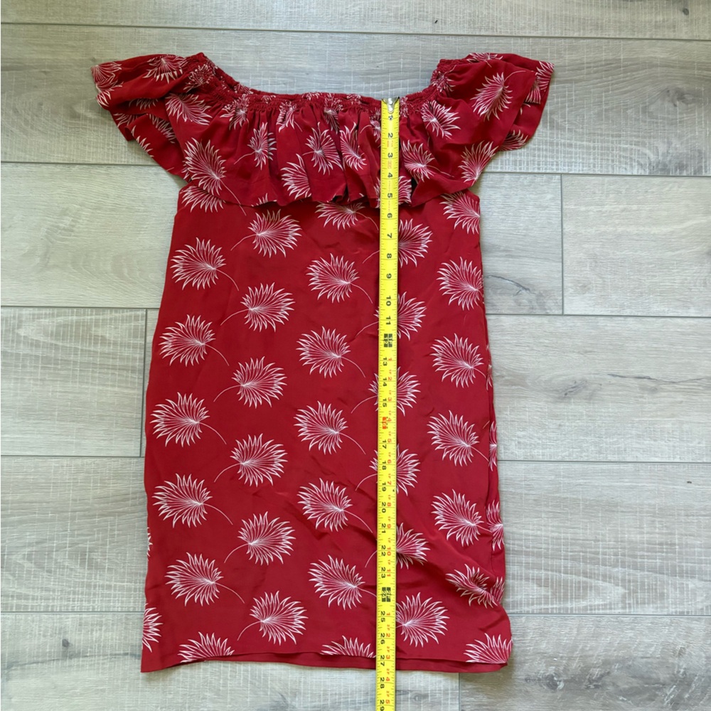 Madewell Red Silk Off-Shoulder Dress - Picture 7 of 7
